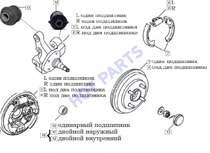 ЗАДНИЕ КОЛОДКИ БЕЗ ABS